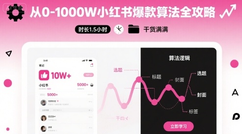 从0-1000W小红书爆款算法全攻略，时长1.5小时，干货满满-九零网创