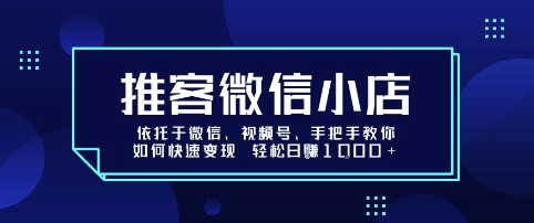 推客微信小店依托于微信、视频号，手把手教你如何快速变现 轻松日入1k+【揭秘】-九零网创