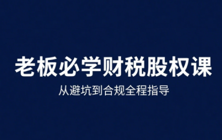 唐老师·25年企业财税与股权实战课-九零网创