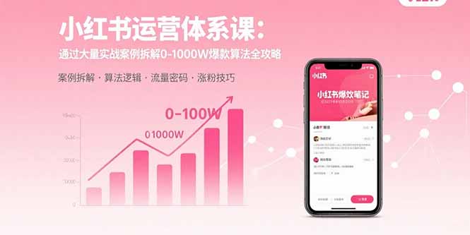 小红书运营体系课：通过大量实战案例拆解0-1000W爆款算法全攻略-九零网创