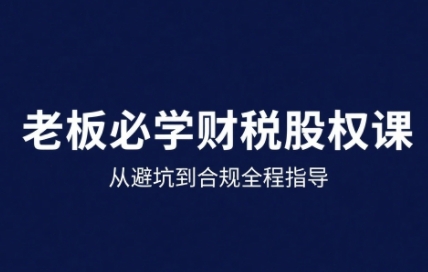 25年企业财税与股权实战课，从避坑到合规全程指导-九零网创