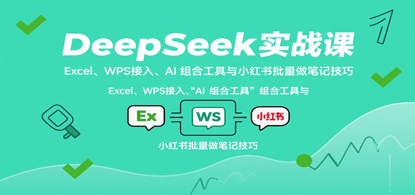 DeepSeek实战课：Excel、WPS接入、AI 组合工具与小红书批量做笔记技巧-九零网创