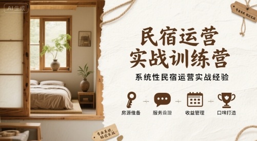 民宿运营实战训练营，系统性民宿运营实战经验-九零网创