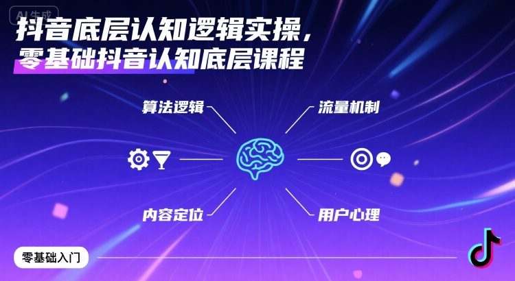 抖音底层认知逻辑实操，零基础抖音认知底层课程-九零网创