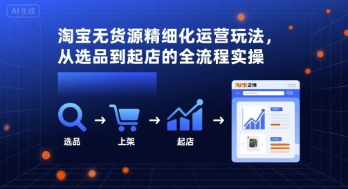 淘宝无货源精细化运营玩法，从选品到起店的全流程实操-九零网创