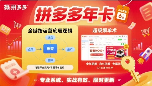 拼多多年卡【8月更新6节】拼多多全链路运营底层逻辑，超级爆单术-九零网创