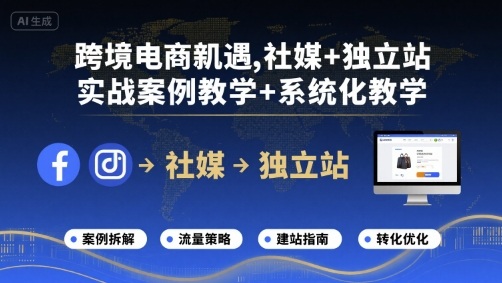 跨境电商新机遇，社媒+独立站，实战案例教学+系统化教学-九零网创