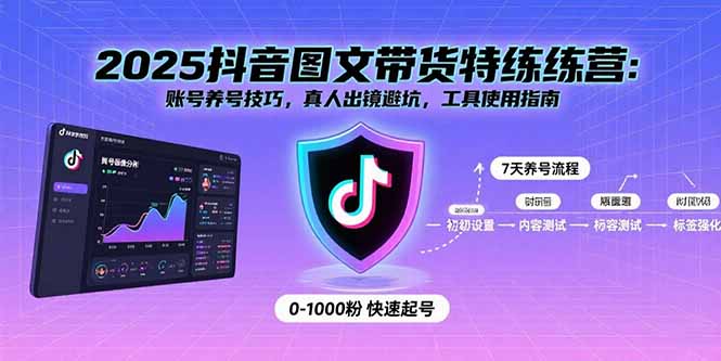 2025抖音图文带货特练营：账号养号技巧，真人出镜避坑，工具使用指南-九零网创