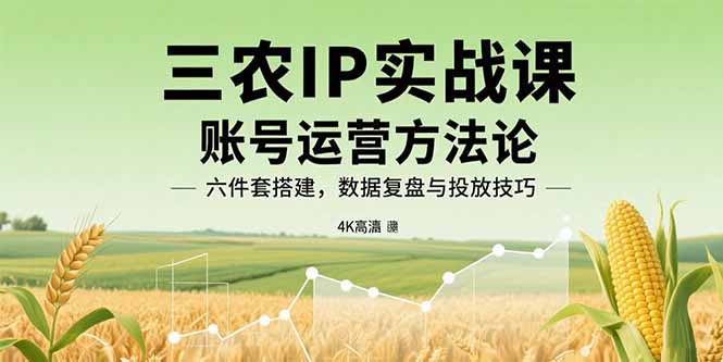 三农IP实战课：账号运营方法论，六件套搭建，数据复盘与投放技巧-九零网创