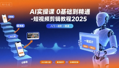 AI实操课0基础到精通-短视频剪辑教程2025-九零网创