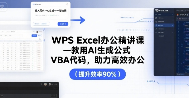 WPS Excel办公精讲课，教用 AI 生成公式，VBA 代码，助力高效办公-九零网创