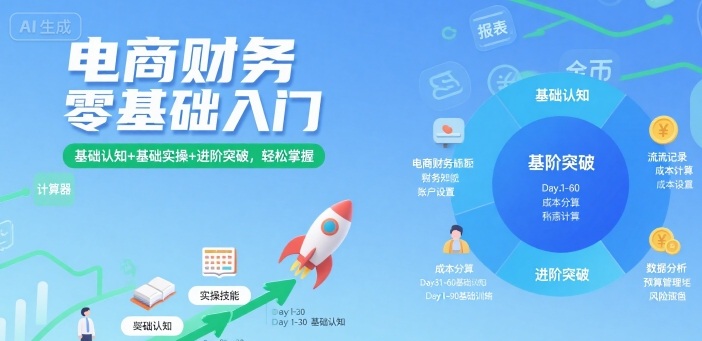电商财务零基础入门，基础认知+基础实操+进阶突破，轻松掌握-九零网创