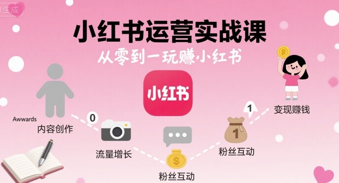 小红书运营实战课，从零到一玩賺小红书-九零网创