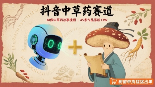 抖音中草药赛道，用AI做中草药故事视频，45条作品涨粉13W，橱窗带货猛猛出单-九零网创