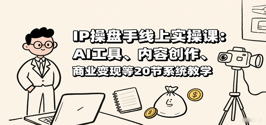 IP操盘手线上实操课：AI工具、内容创作、商业变现等20节系统教学-九零网创