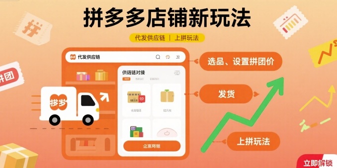 拼多多店铺新玩法，代发供应链上拼玩法-九零网创