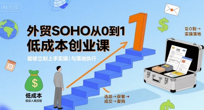 外贸SOHO从0到1低成本创业课，能够立刻上手实操与落地执行-九零网创