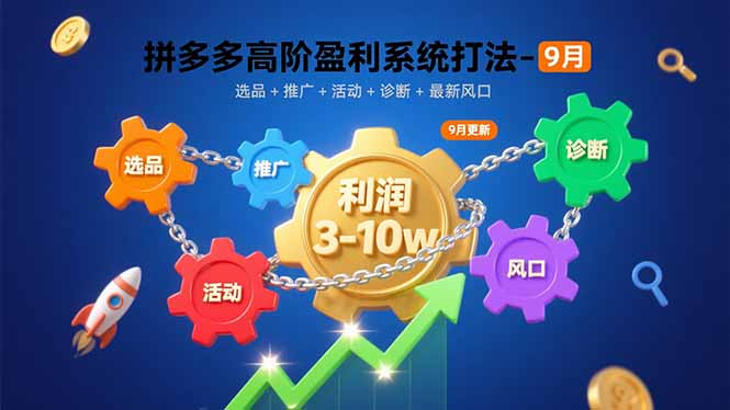 拼多多高阶盈利系统打法-9月：选品+推广+活动+诊断+最新风口，月利润3-10w-九零网创