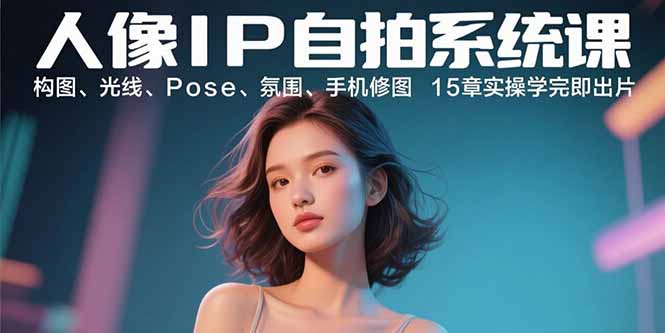 人像IP自拍系统课：构图、光线、Pose、氛围、手机修图 15章实操学完即出片-九零网创