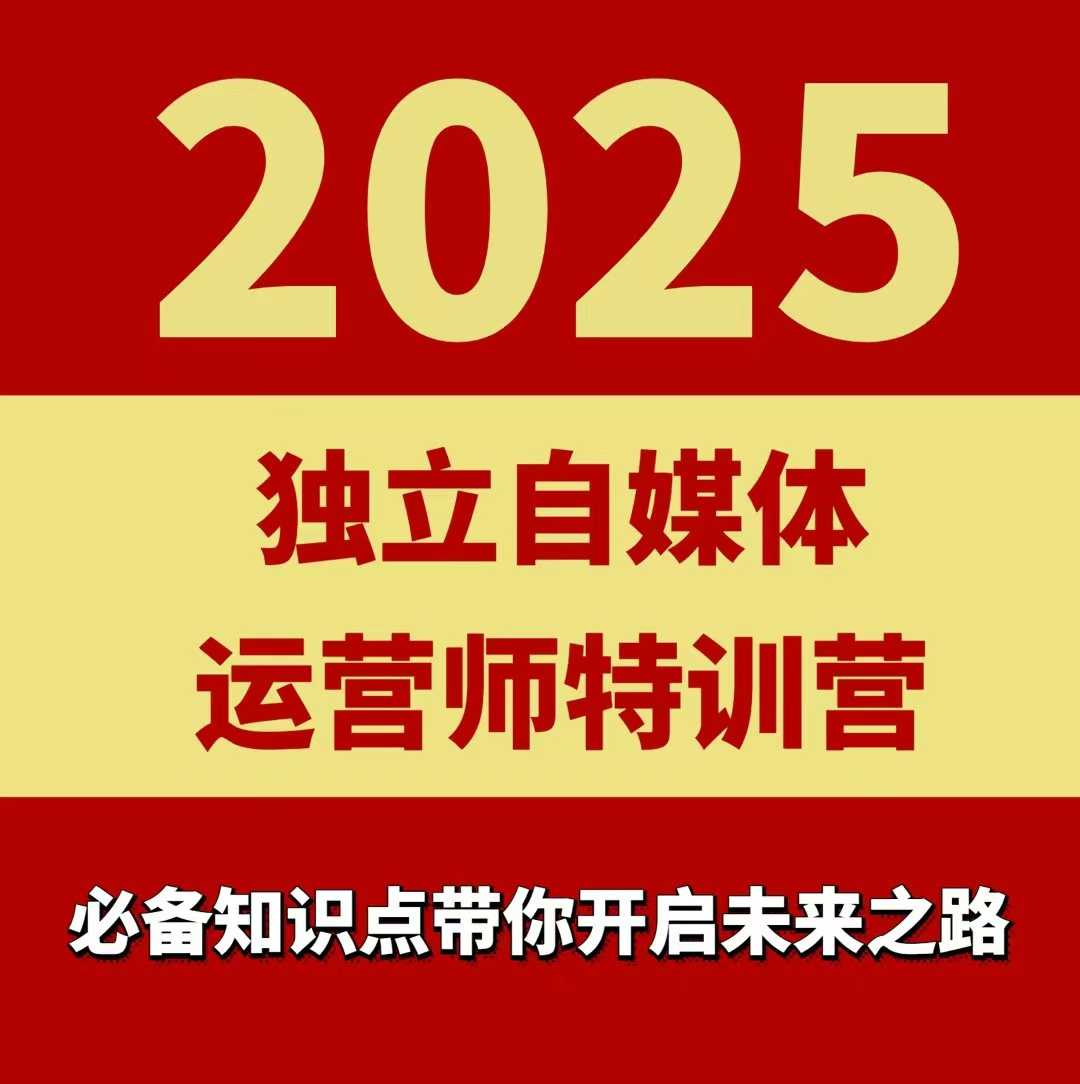 2025独立自媒体运营师特训营，一门针对本地实体运营+团购的课程-九零网创