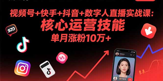 视频号+快手+抖音+数字人直播实战课(9月-九零网创