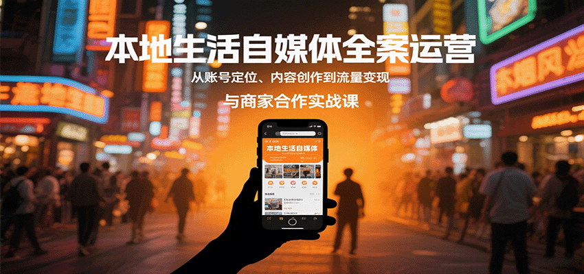 本地生活自媒体全案运营，从账号定位、内容创作到流量变现与商家合作实战课-九零网创