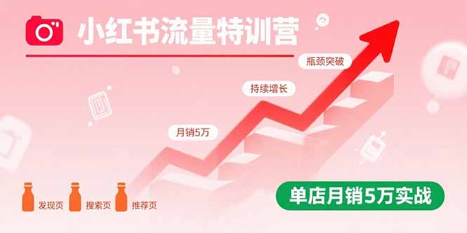 小红书流量特训营：突破流量瓶颈，实现店铺持续增长，单店月销5万实战-九零网创
