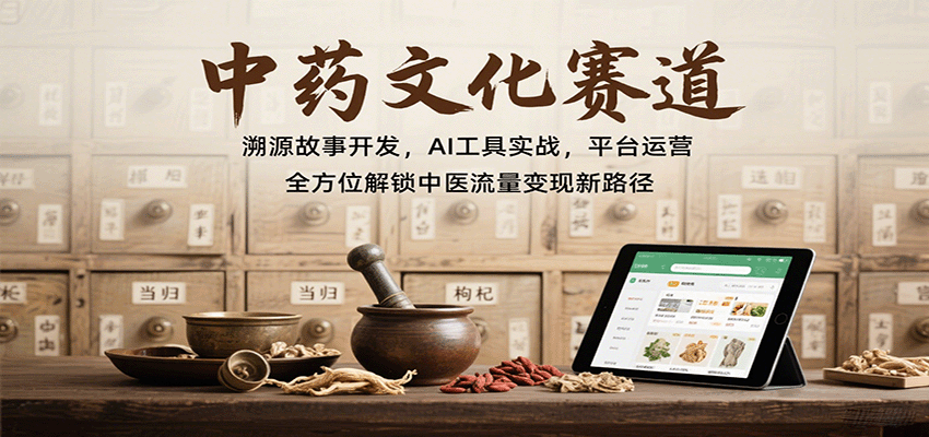 中药文化赛道：溯源故事开发，AI工具实战，平台运营，全方位解锁中医流量变现新路径-九零网创