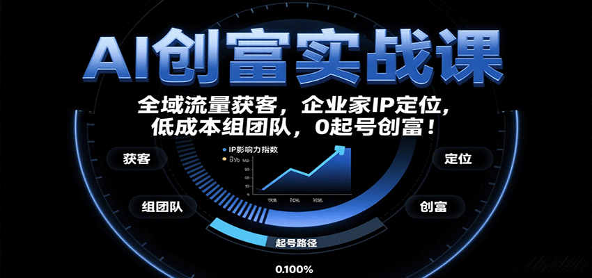AI创富实战课：企业家IP定位，全域流量获客，低成本组团队，0起号创富！-九零网创
