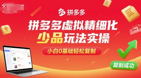 拼多多虚拟精细化少品玩法实操，小白0基础轻松复制-九零网创