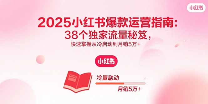 2025小红书爆款运营指南：38个独家流量秘笈，快速掌握从冷启动到月销5万+-九零网创