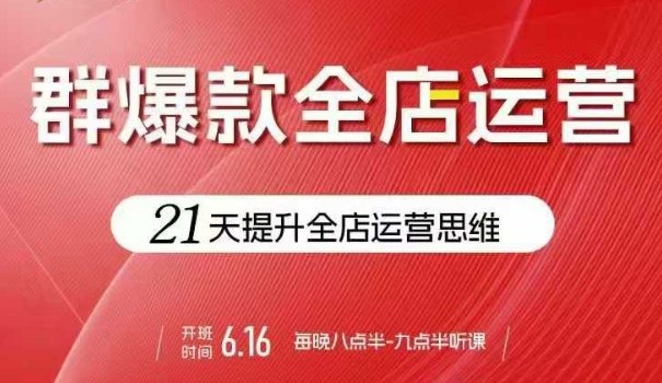 贾真电商群爆款全店运营，21天提升全店运营思维，起店、全店运营爆款不断-九零网创