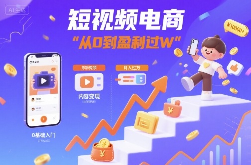 短视频电商：短视频变现从0到盈利过W-九零网创