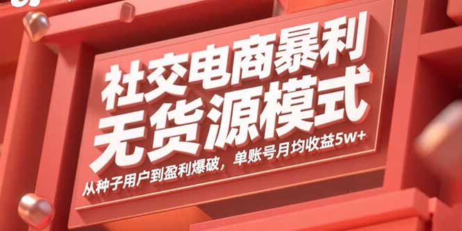 社交电商暴利无货源模式：从种子用户到盈利爆破，单账号月均收益5w+-九零网创