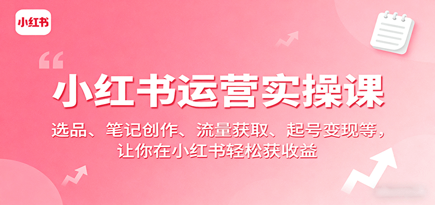 小红书运营实操课：选品、笔记创作、流量获取、起号变现等，让你在小红书轻松获收益-九零网创