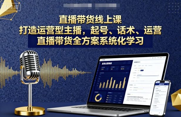 直播带货线上课，打造运营型主播，起号、话术、运营，直播带货全方案系统化学习-九零网创