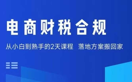 电商财税合规线下课，适合老板+财务，教你规避涉税风险，实现低成本合规经营-九零网创