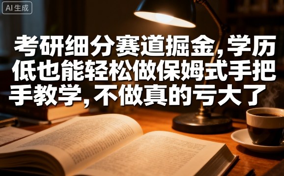 考研细分赛道掘金，日入1k+，学历低也能轻松做保姆式手把手教学，不做真的亏大了【揭秘】-九零网创