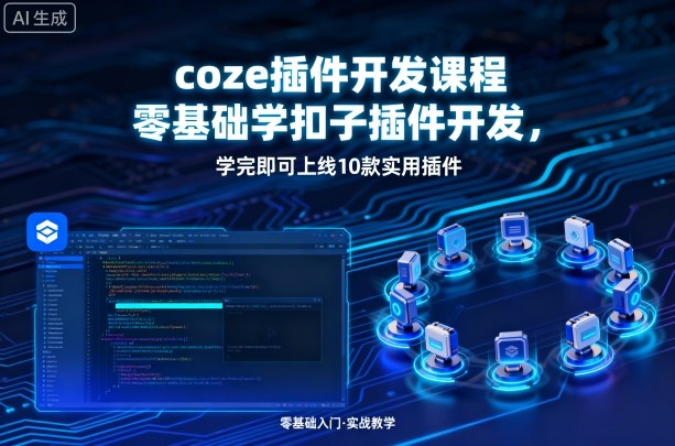 coze插件开发课程，零基础学扣子插件开发，学完即可上线10款实用插件-九零网创