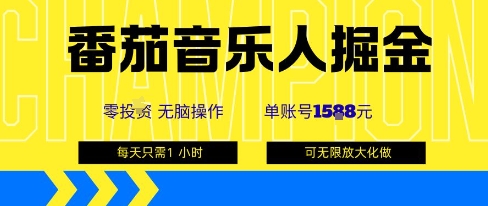番茄音乐人掘金，单账号最高可撸1k+，可无限矩阵去做，零投入-九零网创
