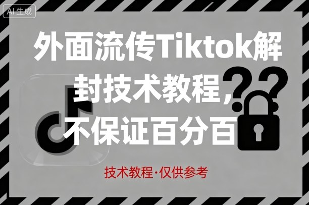 外面流传Tiktok解封技术教程，不保证百分百，具体自测-九零网创