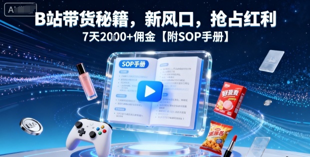 B站带货秘籍，新风口，抢占红利，7天2k+佣金【附SOP手册】-九零网创
