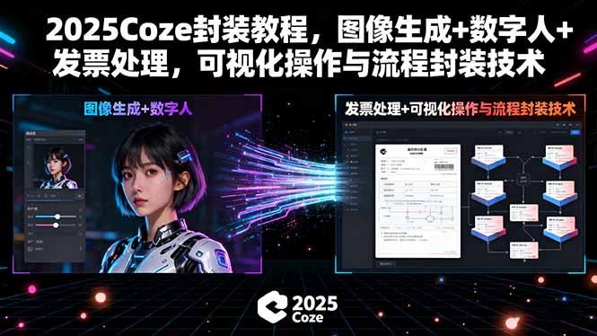 2025Coze封装教程，图像生成+数字人+发票处理，可视化操作与流程封装技术-九零网创