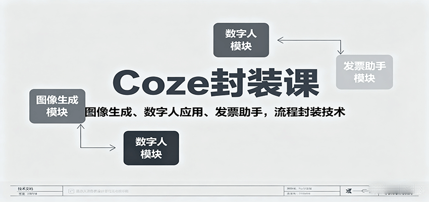 Coze封装课，图像生成、数字人应用、发票助手，流程封装技术-九零网创