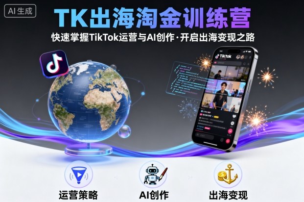 TK出海淘金训练营，助你快速掌握TikTok运营与AI创作，开启出海变现之路-九零网创
