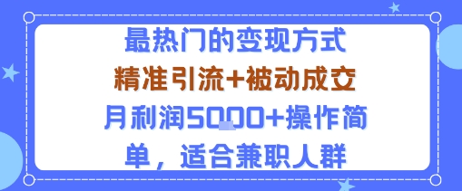 小众赛道玩法：当下最热门的变现方式，精准引流+被动成交月利润5k+操作简单，适合兼职人群-九零网创