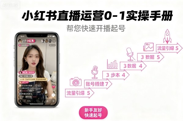 小红书直播运营0-1实操手册，帮您快速开播起号-九零网创