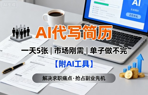 AI代写简历，一天5张，今年找工作难，市场刚需，单子做不完【附AI工具】-九零网创