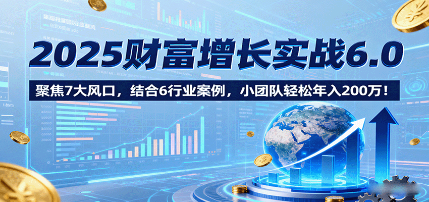 2025财富增长实战6.0，聚焦7大风口，结合6行业案例，小团队轻松年入200万！-九零网创