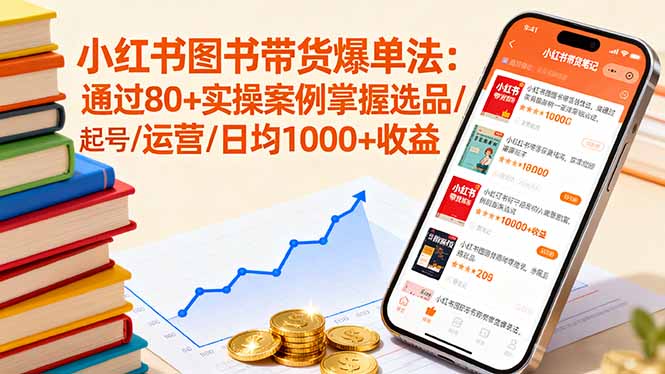 小红书图书带货爆单法：通过80+实操案例掌握选品/起号/运营/日均1000+收益-九零网创